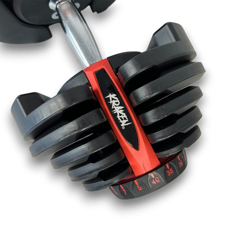 KRAKEN verstelbare dumbbell 40 KG Close up logo