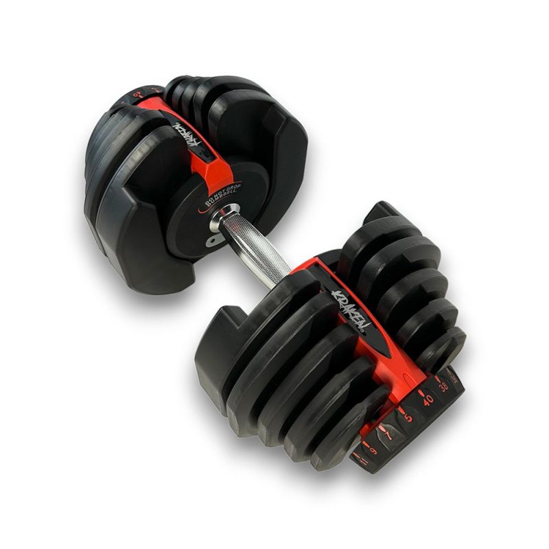 KRAKEN verstelbare dumbbell 40 KG zijaanzicht schuin